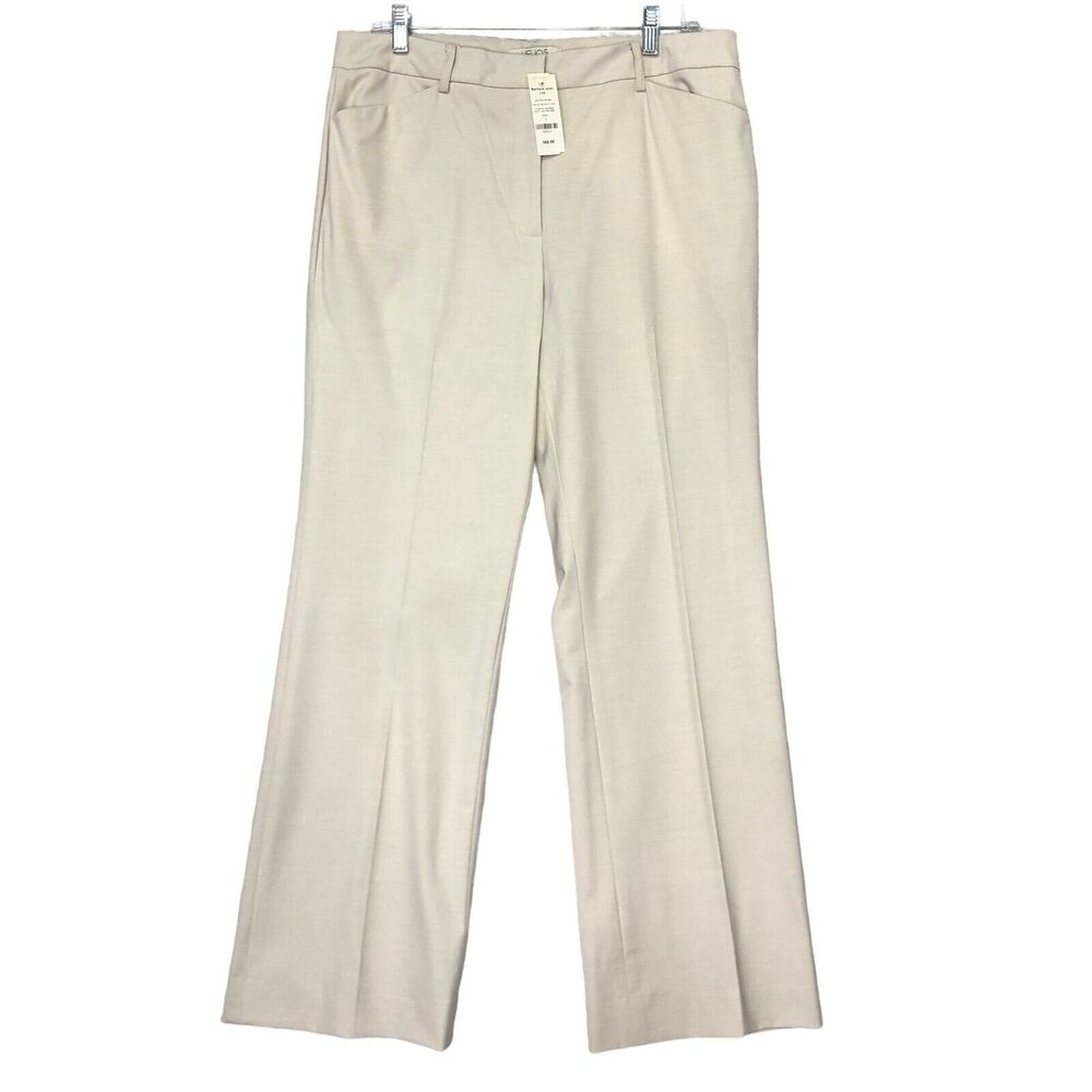 Helios and Luna Size 12 Khaki Stretch Pants Modified Bootleg Trouser BRAND NEW